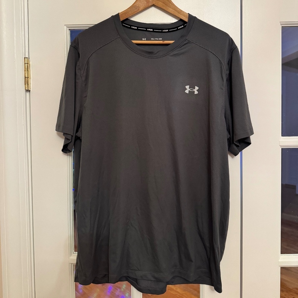 Under Armour Men's Fitted Run Shirt, Size XXL, Gray